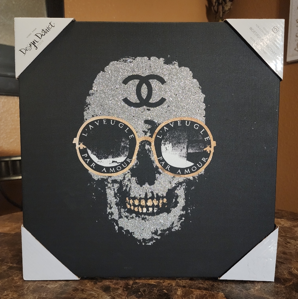 Skull Canvas Wall Art 14" x 14"